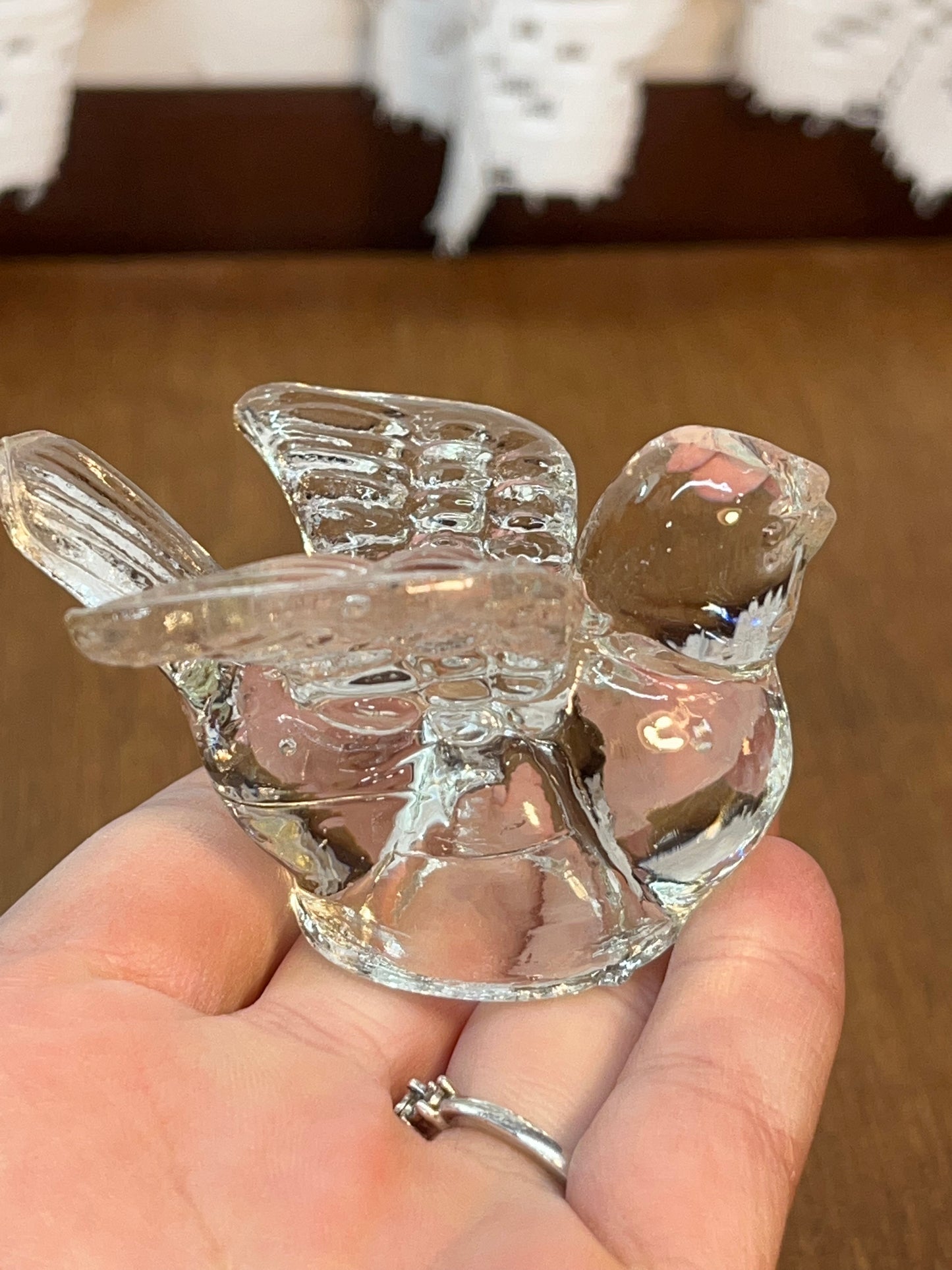 Vintage Small Glass Bird Figurine/Candle Holder