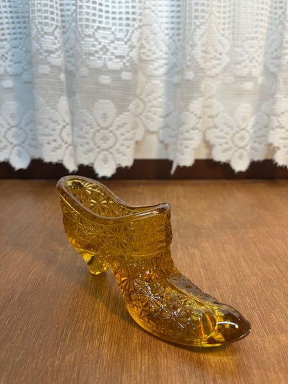 Vintage Amber Art Glass Shoe