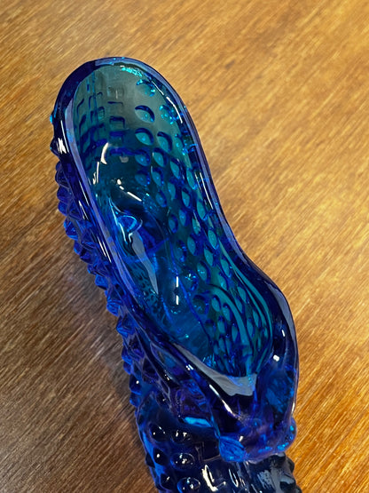 Vintage Cobalt Blue Hobnail Fenton Art Glass Shoe