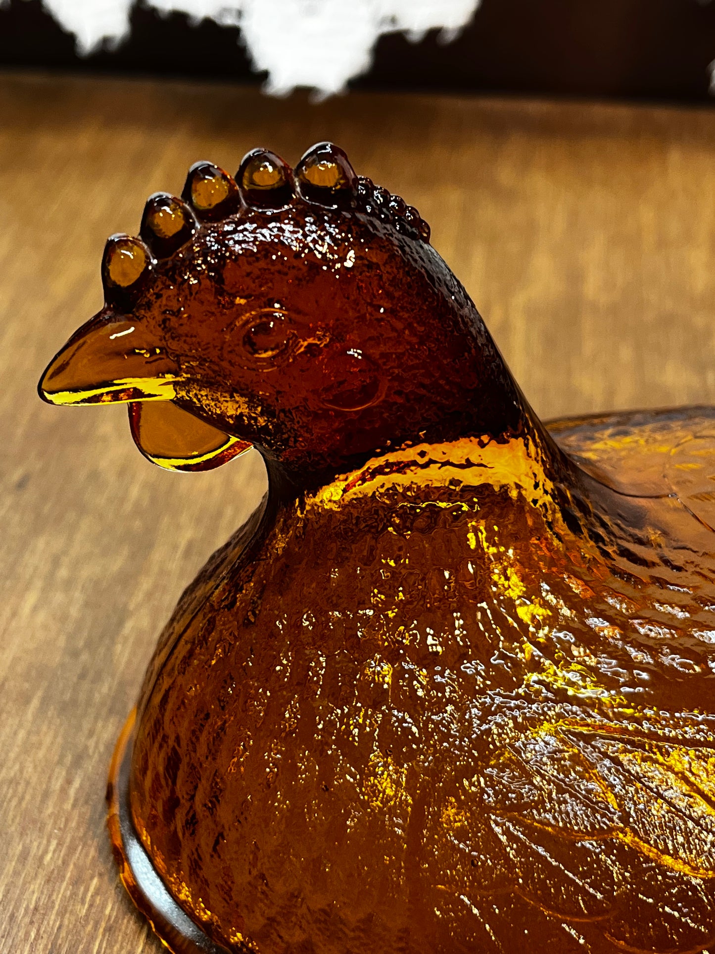 Vintage Indiana Amber Glass Nesting Hen