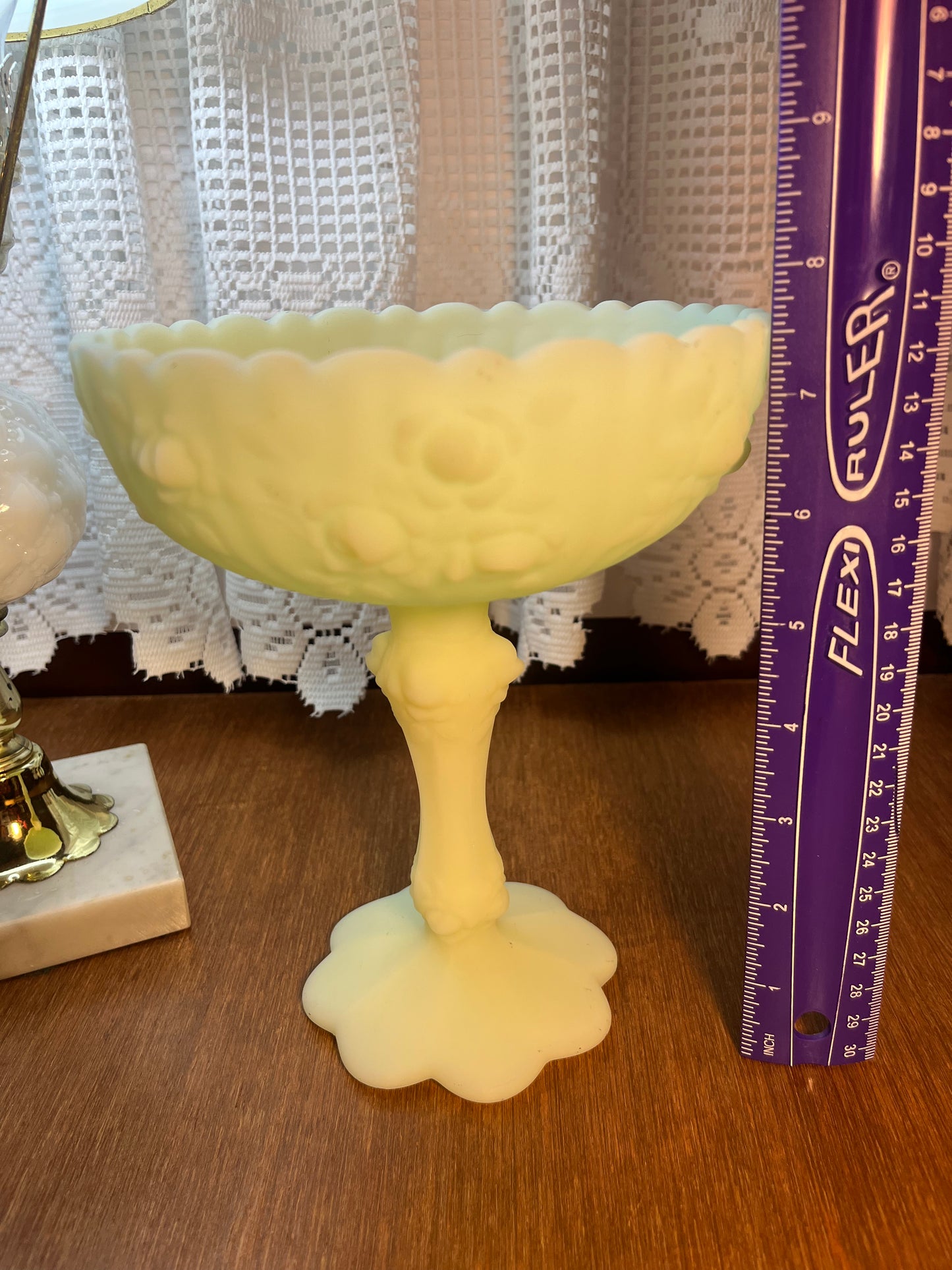 Vintage Fenton Satin Uranium Compote Pedestal Dish