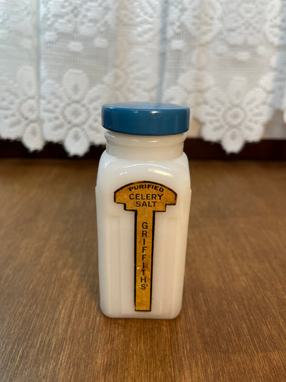 Vintage Milk Glass Purified Griffiths Spice Jars