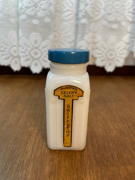 Vintage Milk Glass Purified Griffiths Spice Jars