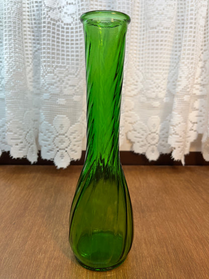 Vintage Twisted Green Spiral Bud Vase