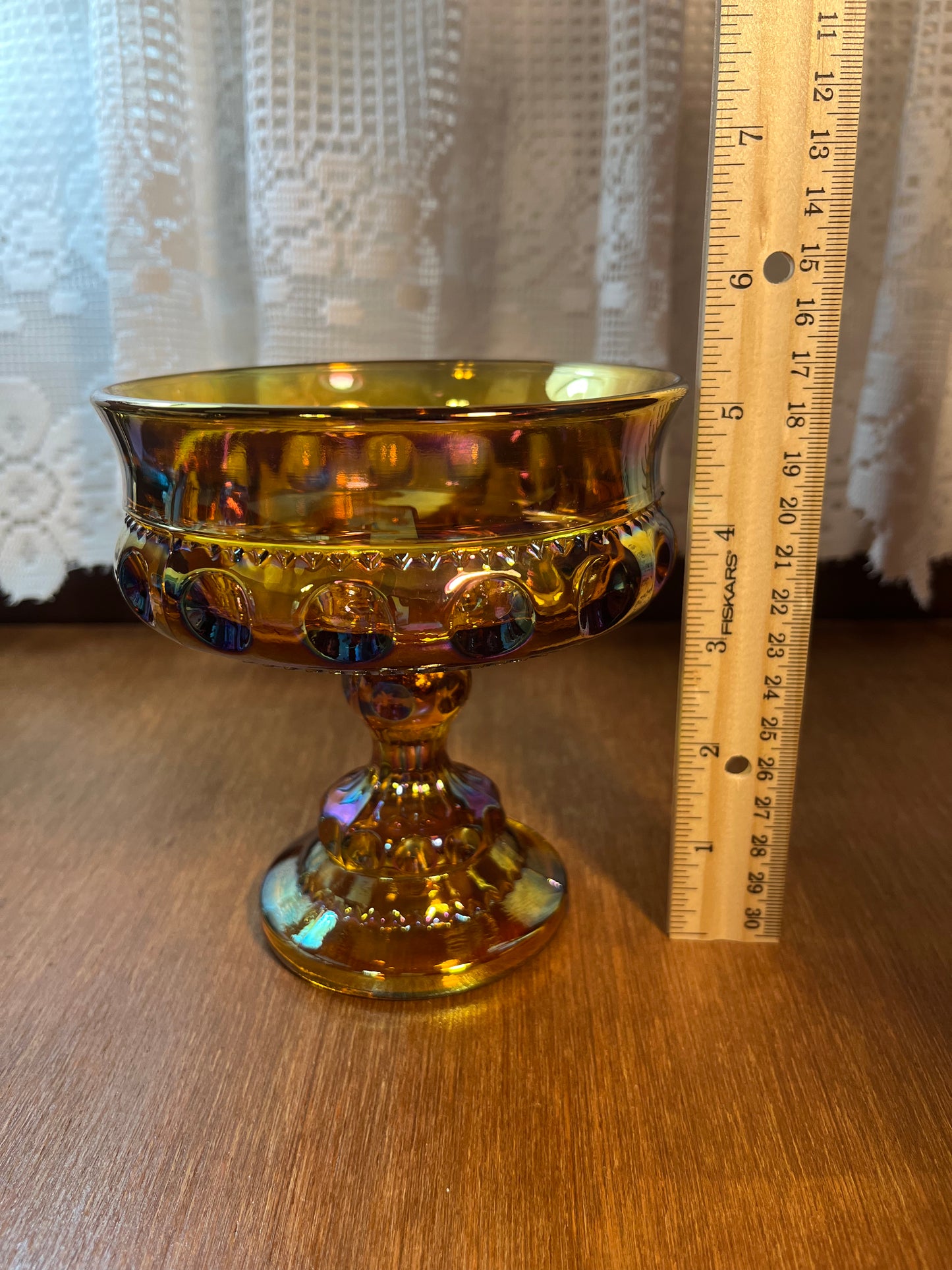 Vintage Carnival Glass Kings Crown Compote Dish