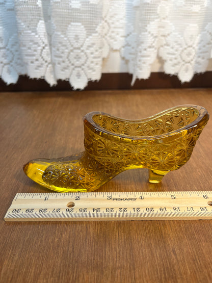 Vintage Amber Art Glass Shoe