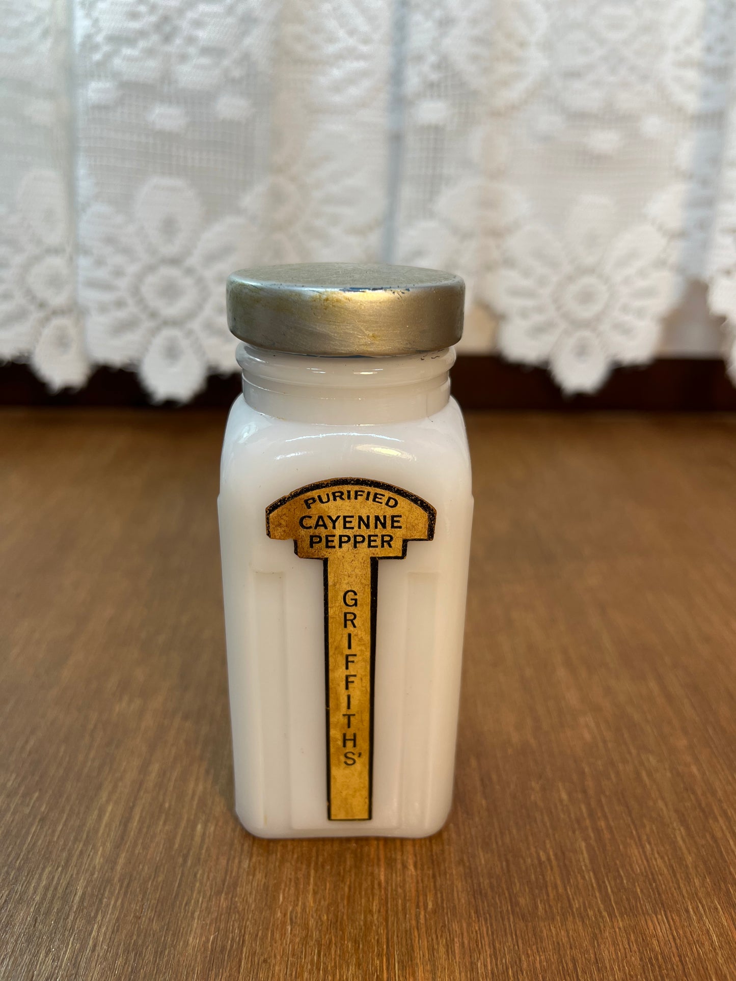 Vintage Milk Glass Purified Griffiths Spice Jars