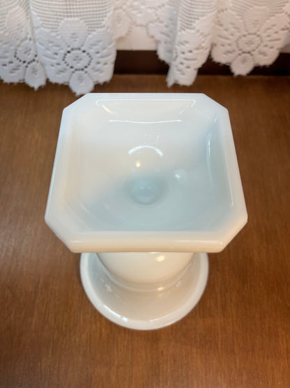 Vintage Milk Glass Floral Design Compote Vase