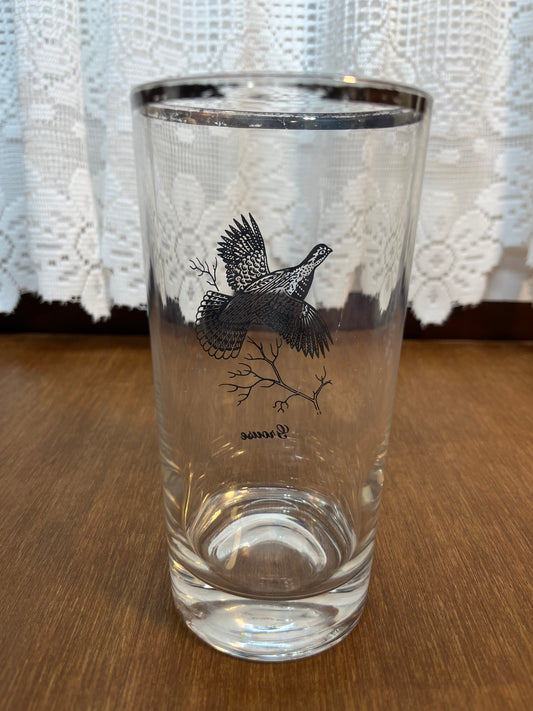 Grouse Glass Federal Game Silver Rim Drinking Glass