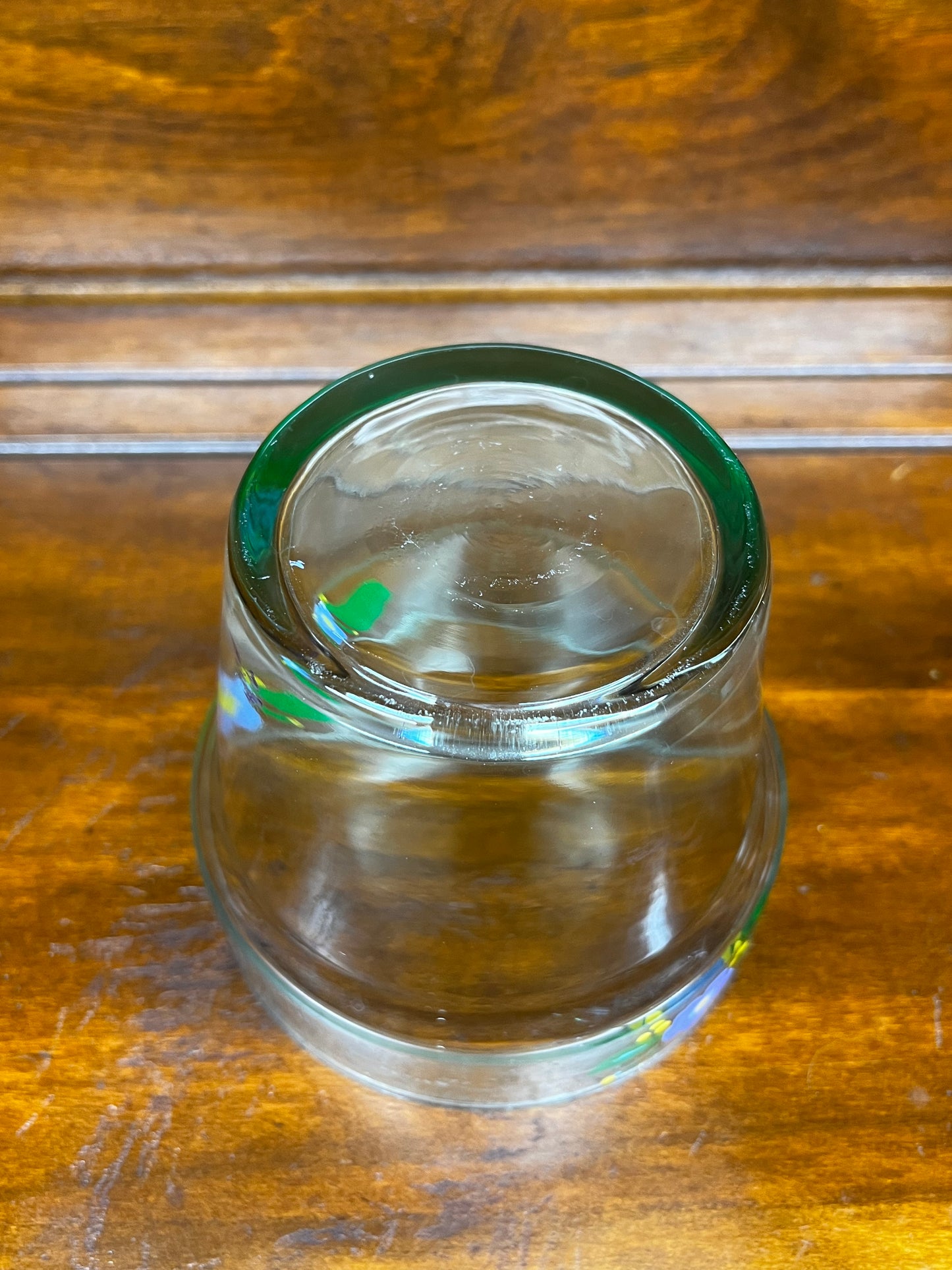 Green Painted Glass Flower Pot