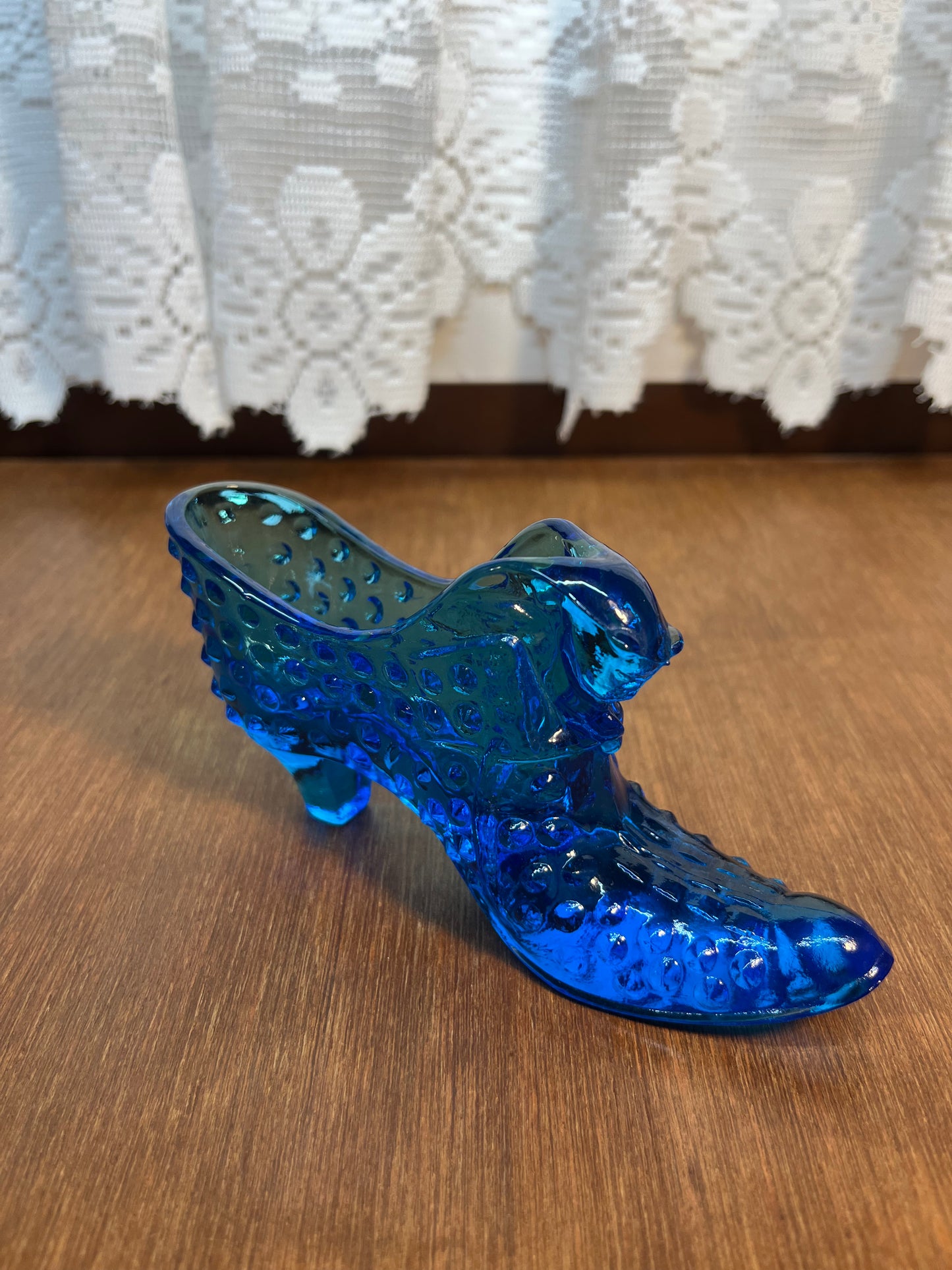 Vintage Cobalt Blue Fenton Art Glass Shoe