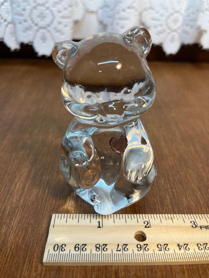 Art Glass Fenton February Birthstone Bear With Sticker