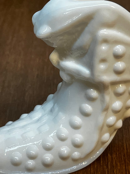 Vintage Milk Glass Hobnail Fenton Art Glass Shoe