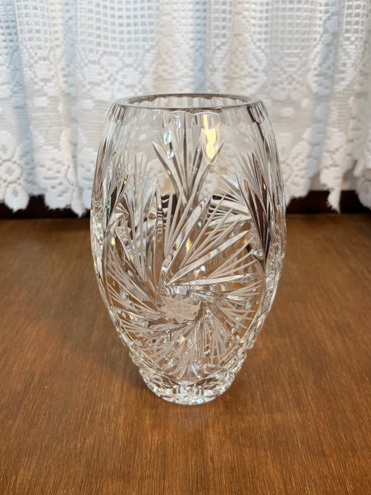 Vintage Pinwheel Cut Crystal Flower Vase