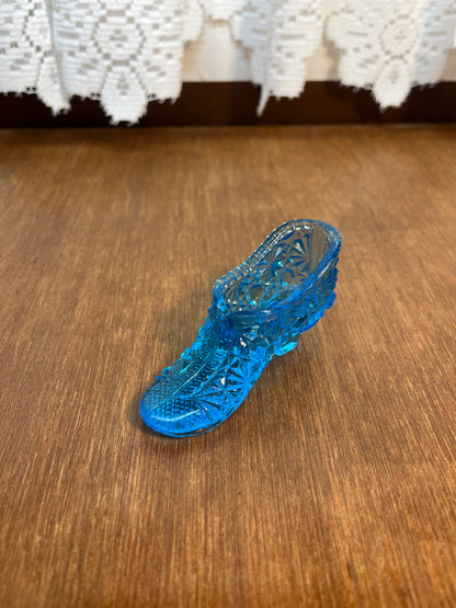 Vintage Mini Ocean Blue Art Glass Shoe