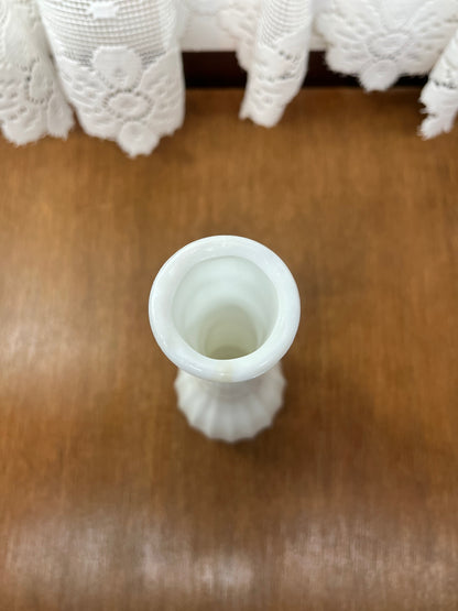 Vintage CLG Milk Glass Scallop Top Bud Vase