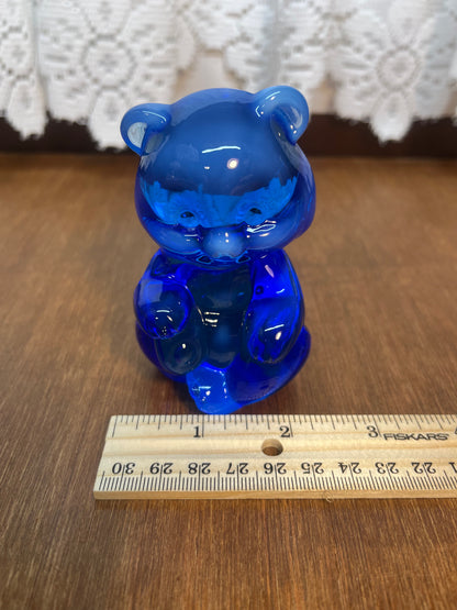 Vintage Opalescent Fenton Blue Slag Figurine Bear