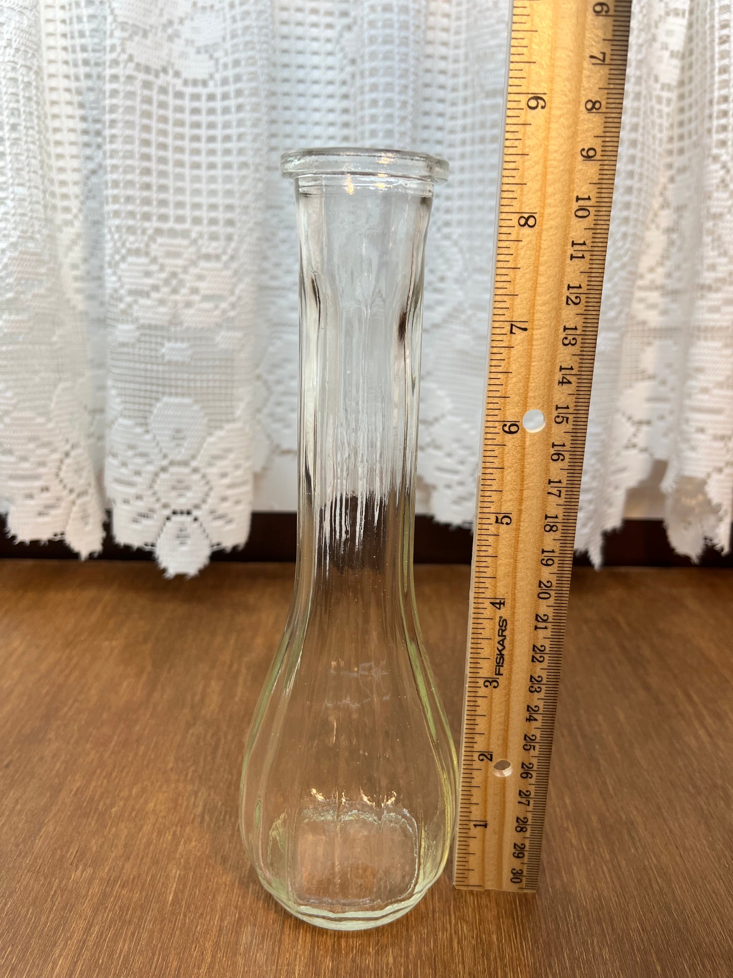 Clear Glass Ribbed Bud Vase