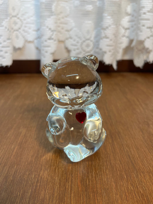 Art Glass Fenton July Birthstone Bear With Sticker