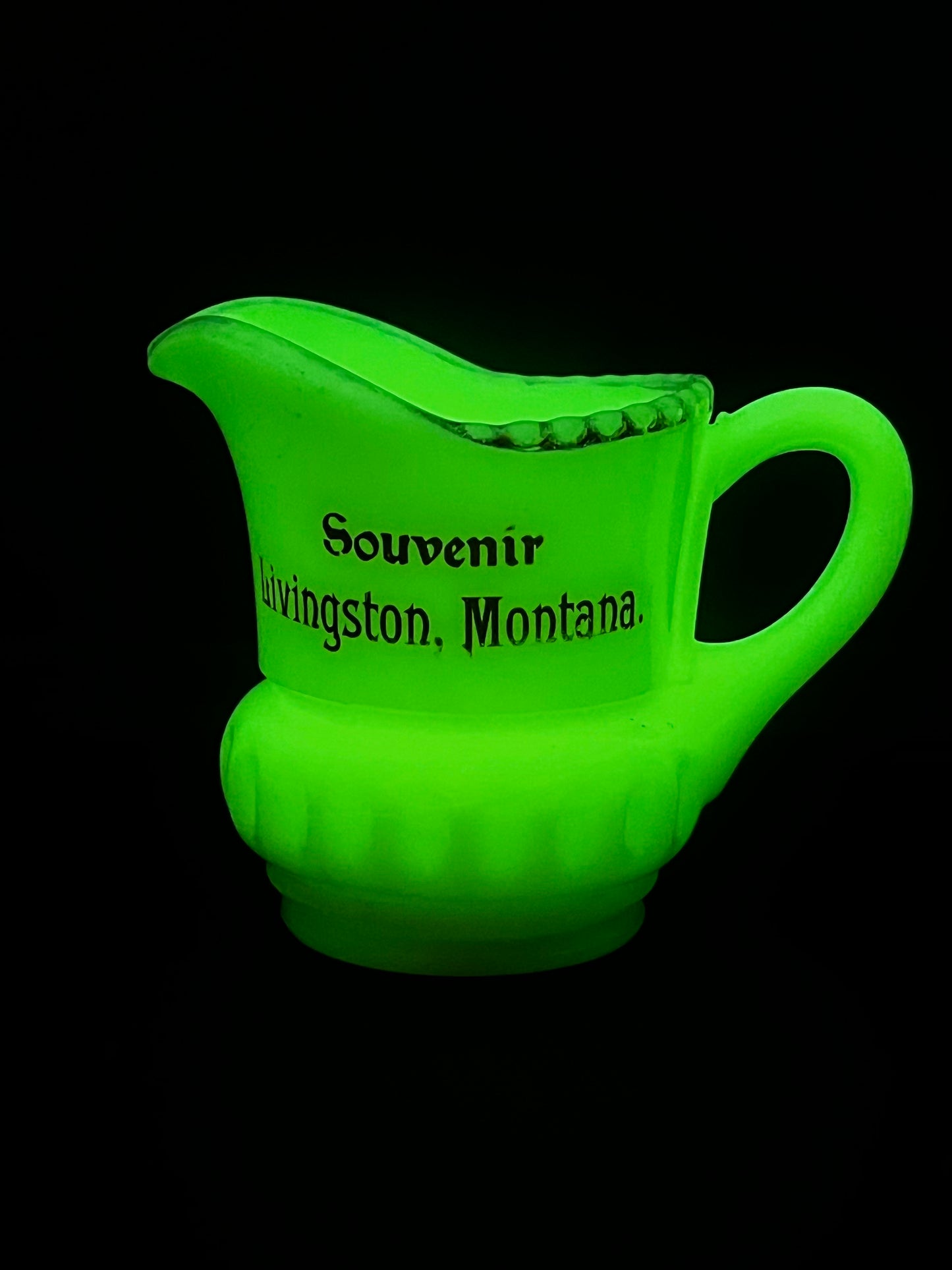 Vintage Heisey Livingston Montana Uranium Souvenir Glass