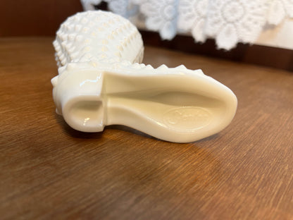 Vintage Milk Glass Hobnail Fenton Boot