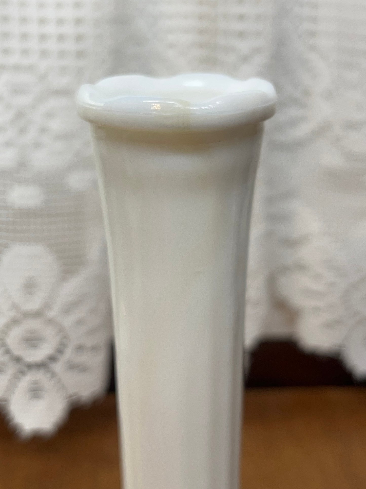 Vintage CLG Milk Glass Scallop Top Bud Vase