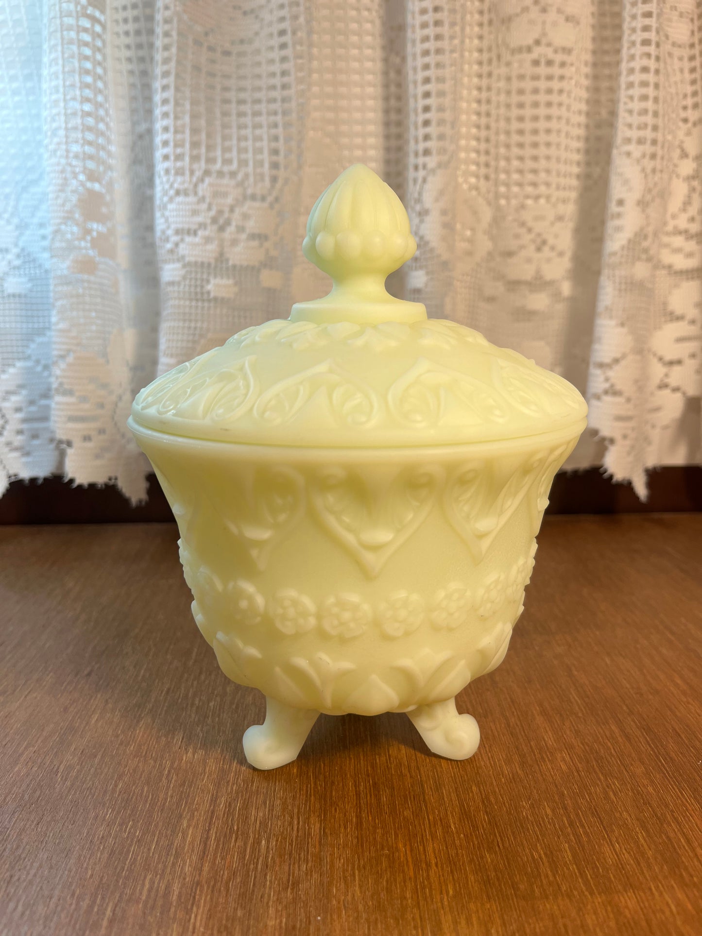 Vintage Fenton Satin Uranium Footed Compote Candy Bowl