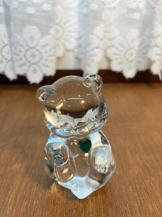 Art Glass Fenton May Birthstone Bear With Sticker