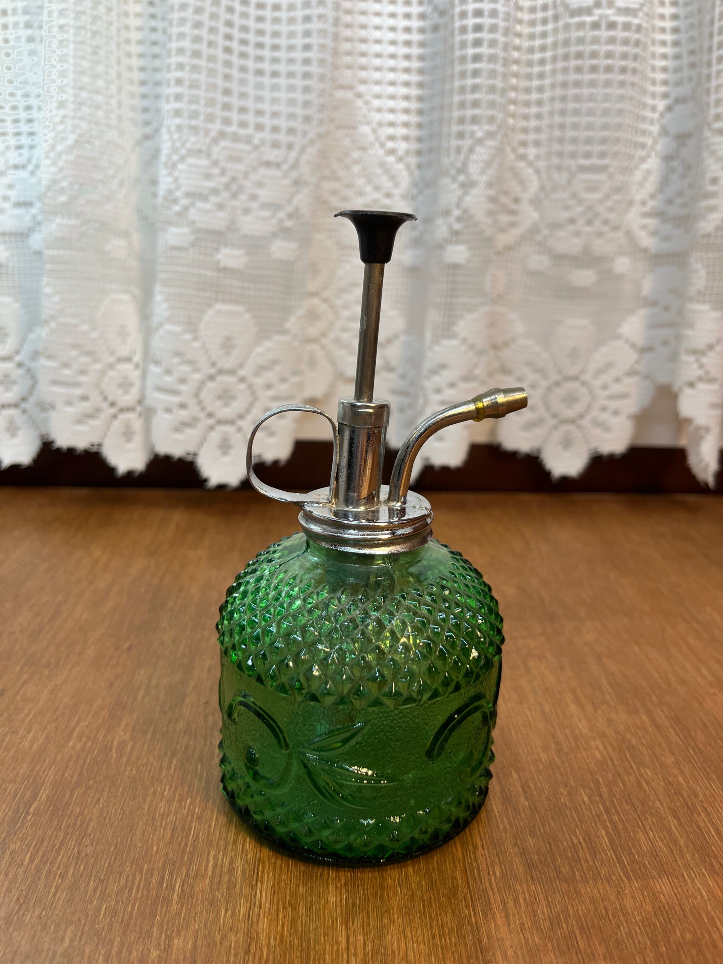 Vintage Green Leaf Pattern Spray Perfume Bottle