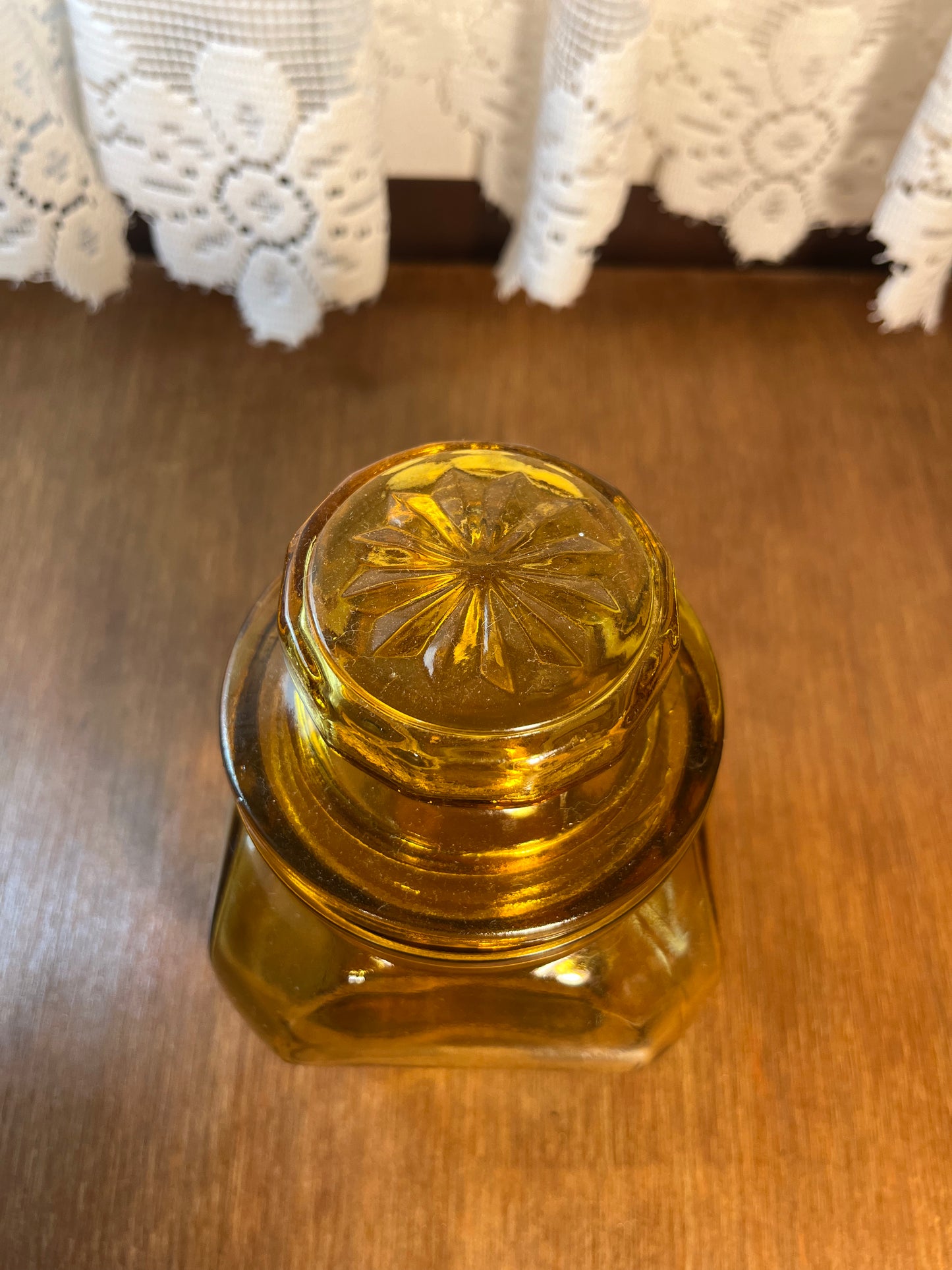 Vintage Amber Jar With Lid