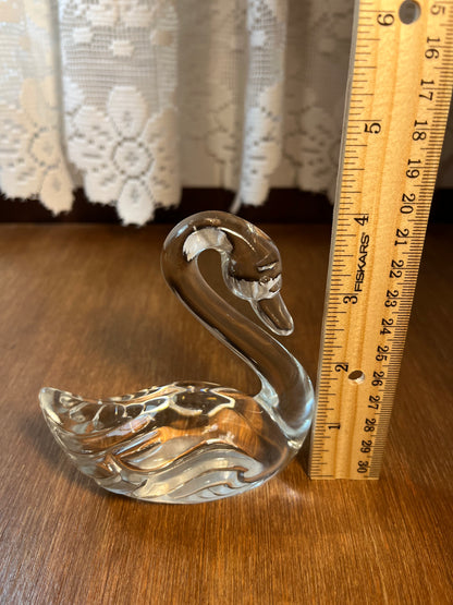 Vintage Art Glass Clear Fenton Swan Figurine