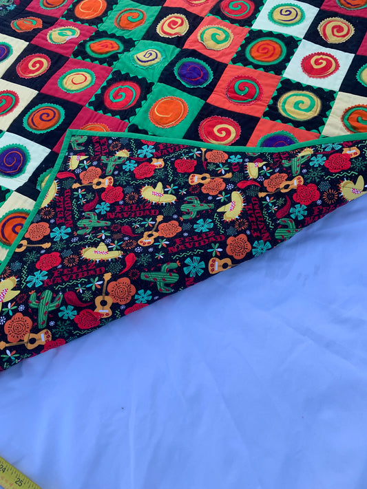 Very Colorful & Beautifully Patterned Handmade/Machine Sewn Quilt