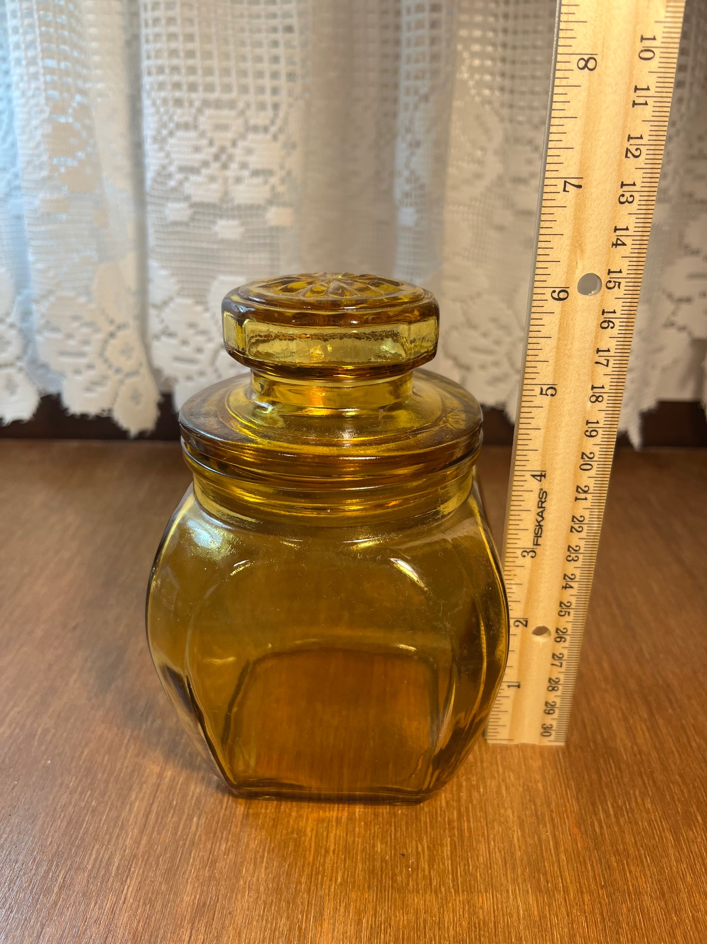 Vintage Amber Jar With Lid