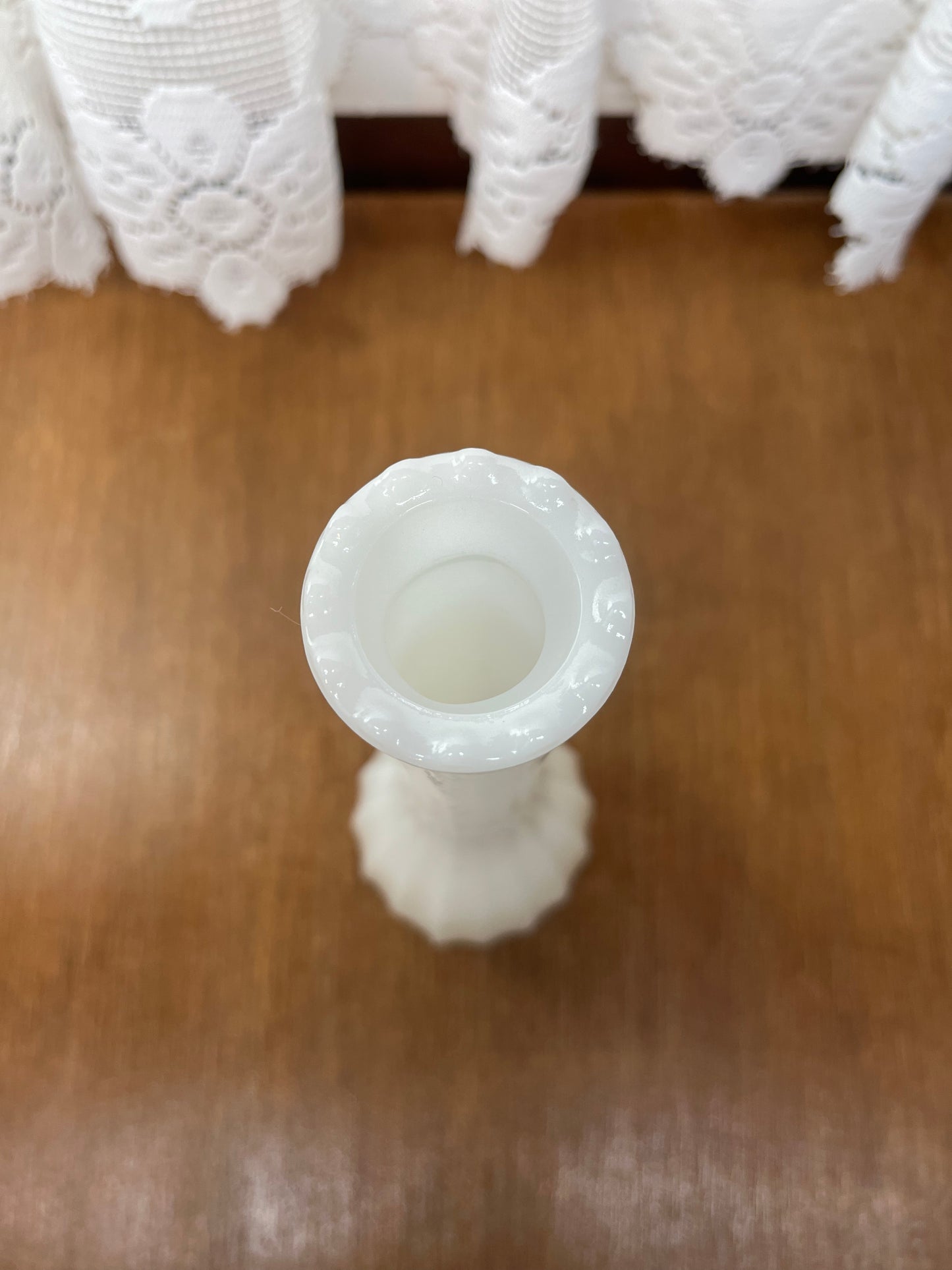 Vintage Milk Glass Saw Tooth Top Bud Vase