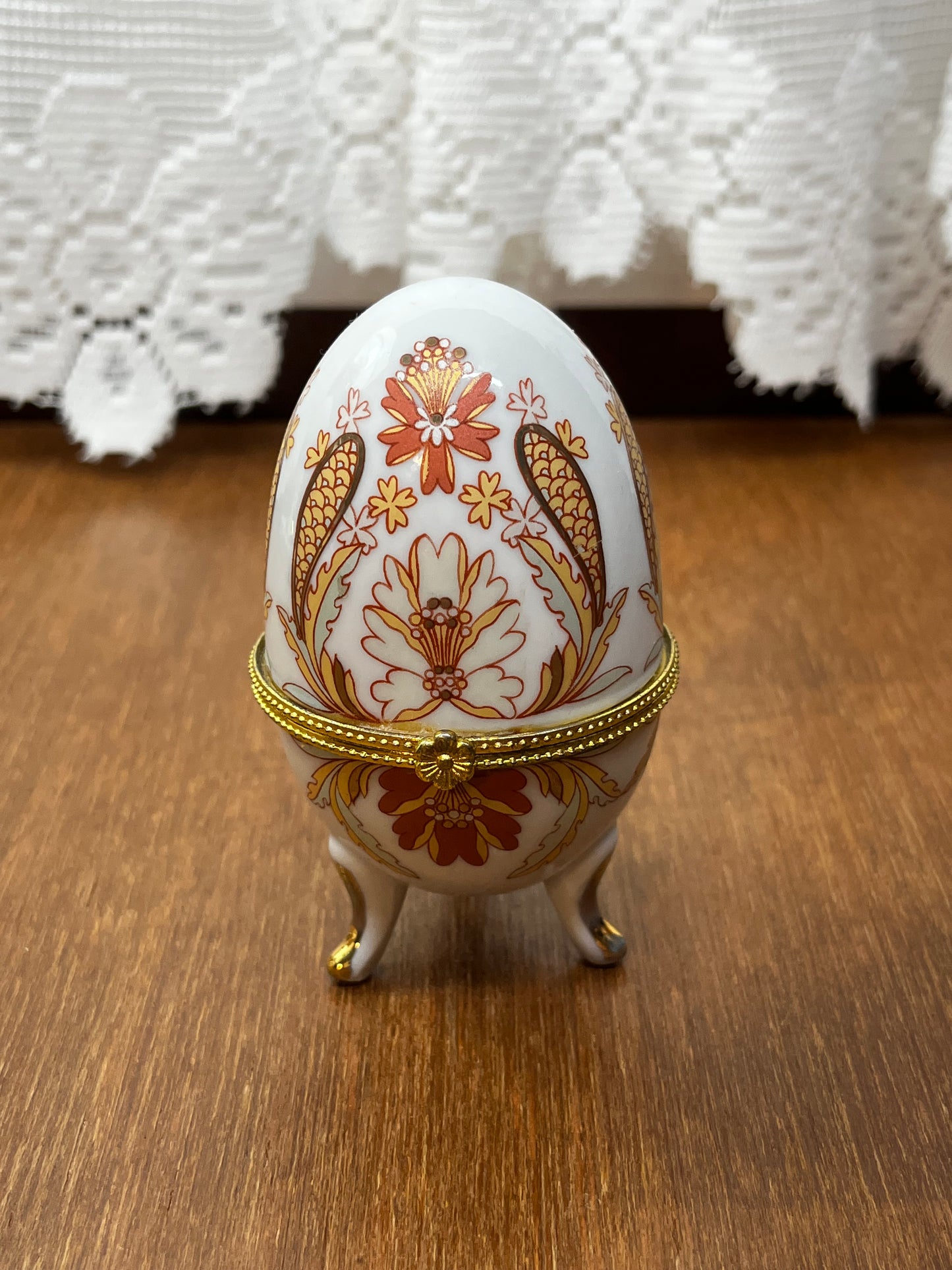 Vintage Porcelain Floral Egg