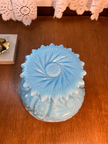 Fenton Blue Pinwheel Star Sawtooth Candy Pedestal Bowl