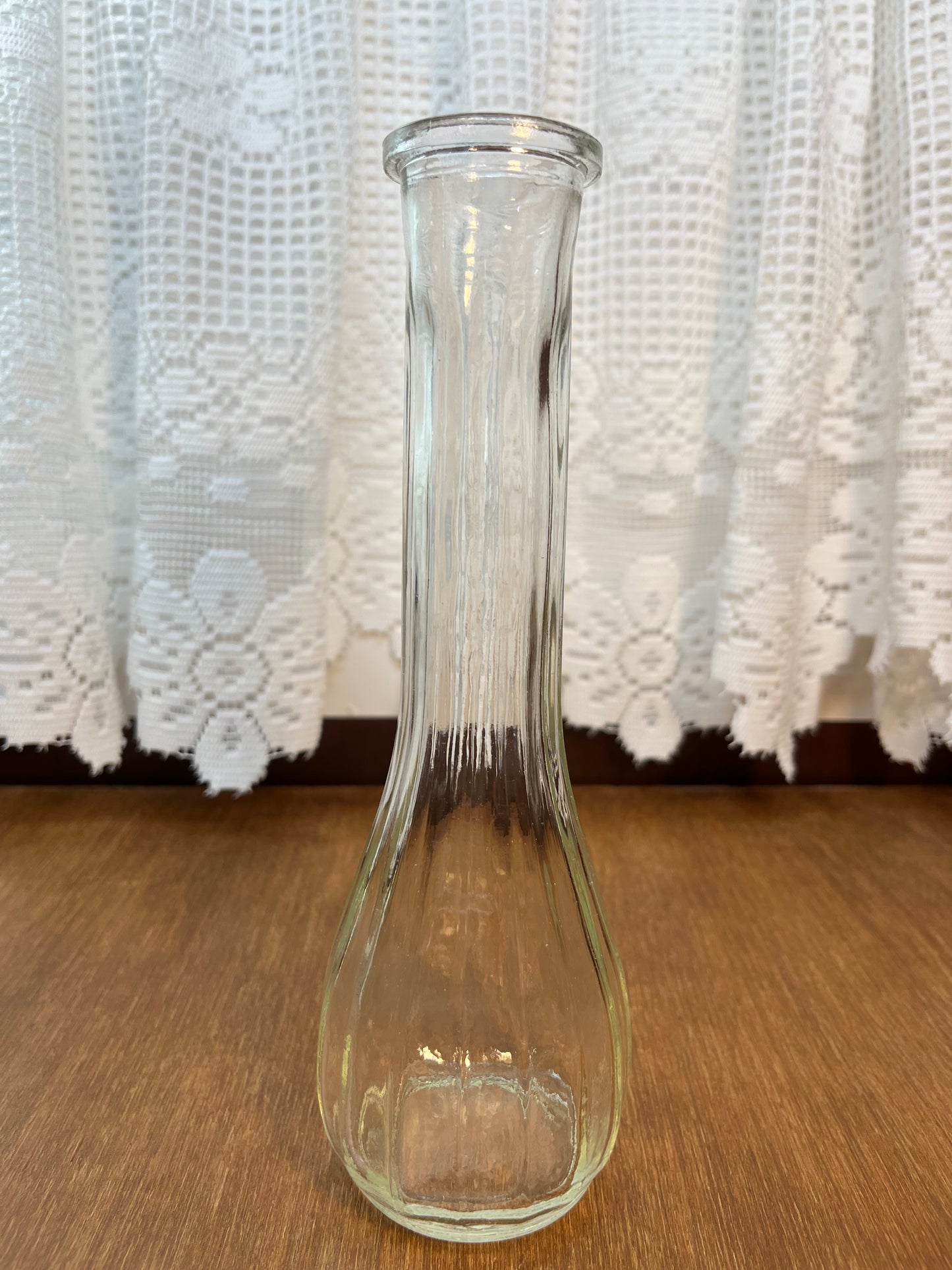 Clear Glass Ribbed Bud Vase