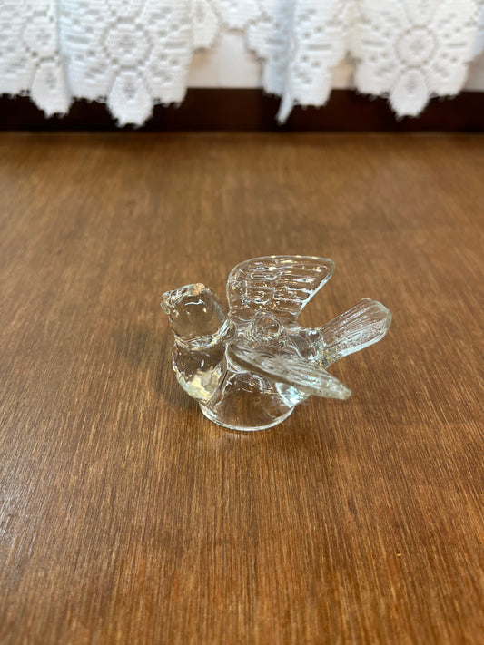 Vintage Small Glass Bird Figurine/Candle Holder