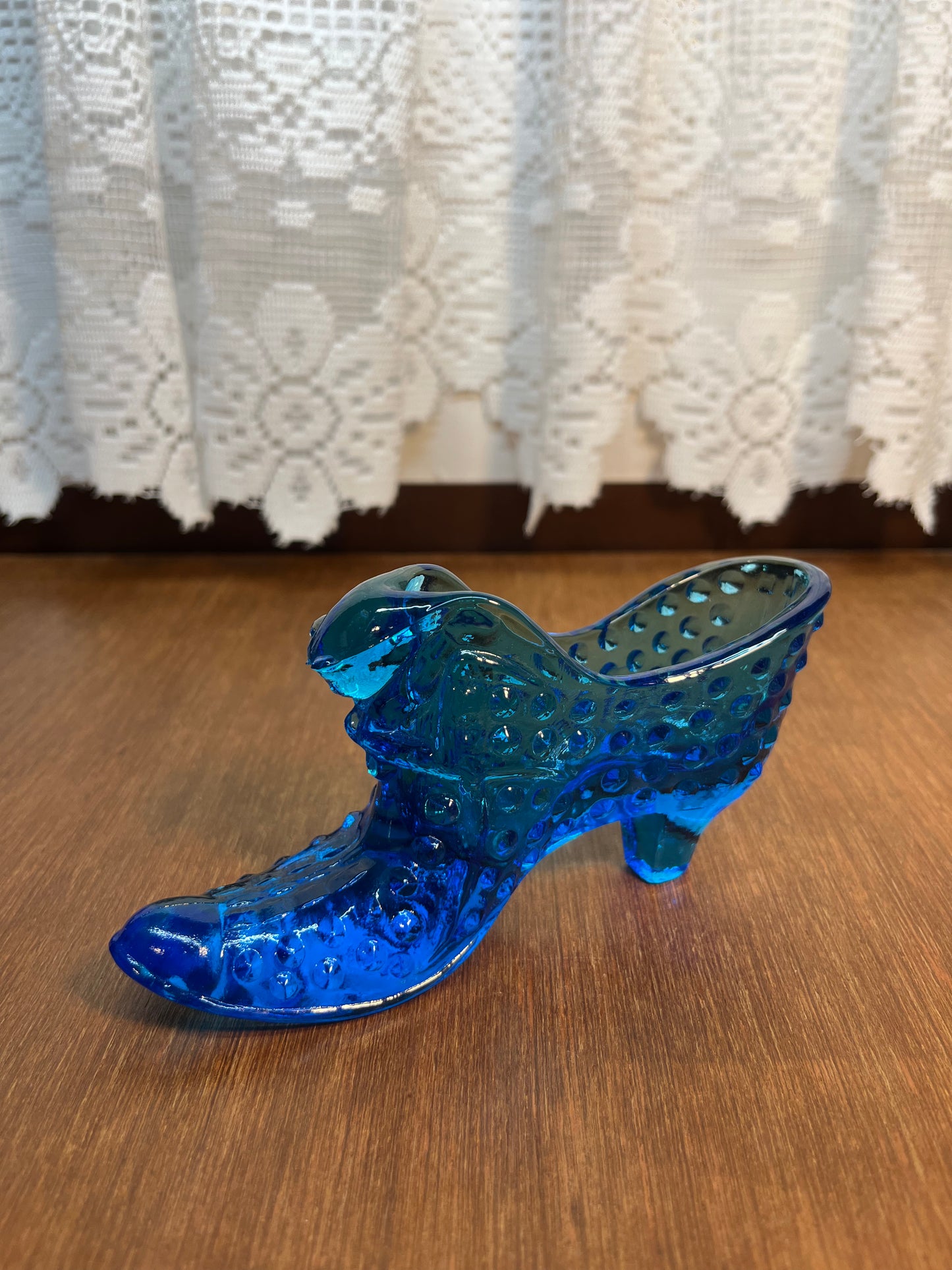 Vintage Cobalt Blue Fenton Art Glass Shoe