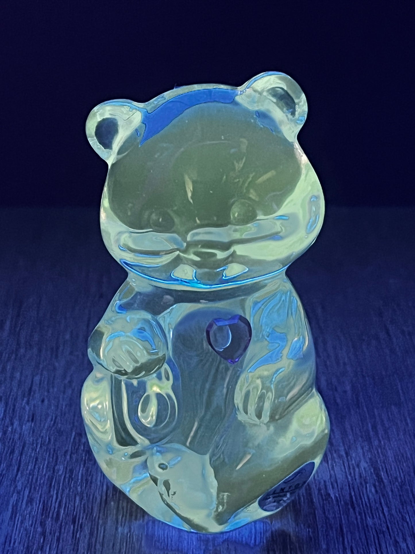 Art Glass Fenton February Birthstone Bear With Sticker