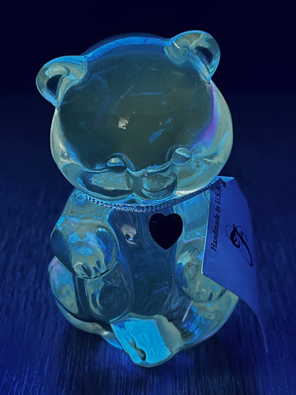 Art Glass Fenton July Birthstone Bear With Tag & Sticker