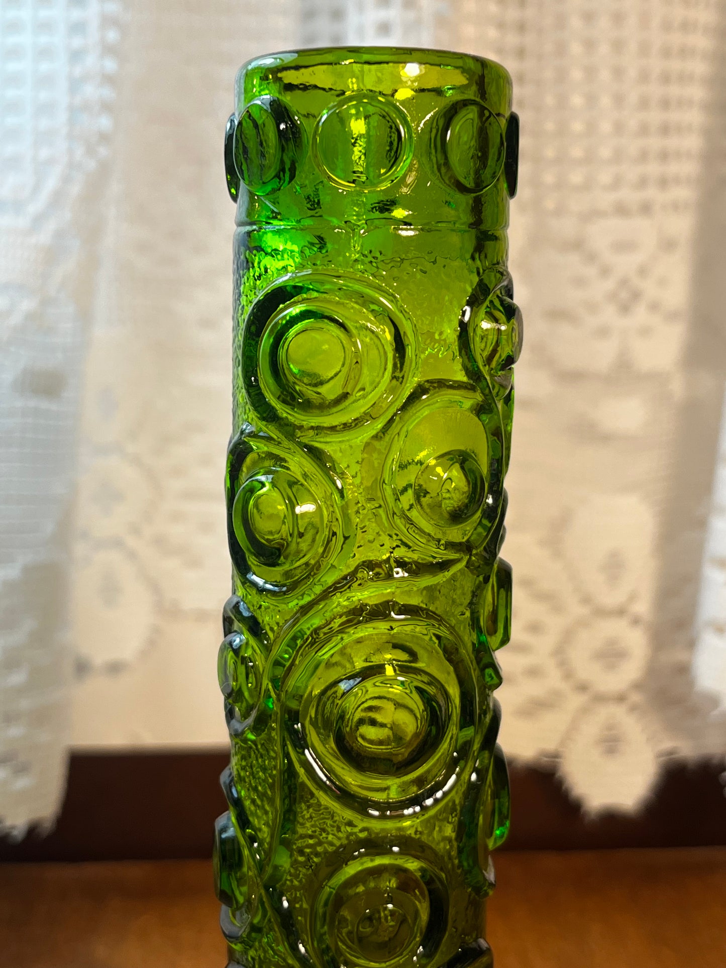 Vintage Green Patterned Bud Vase