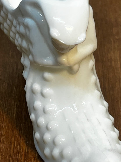 Vintage Milk Glass Hobnail Fenton Art Glass Shoe With Stamp