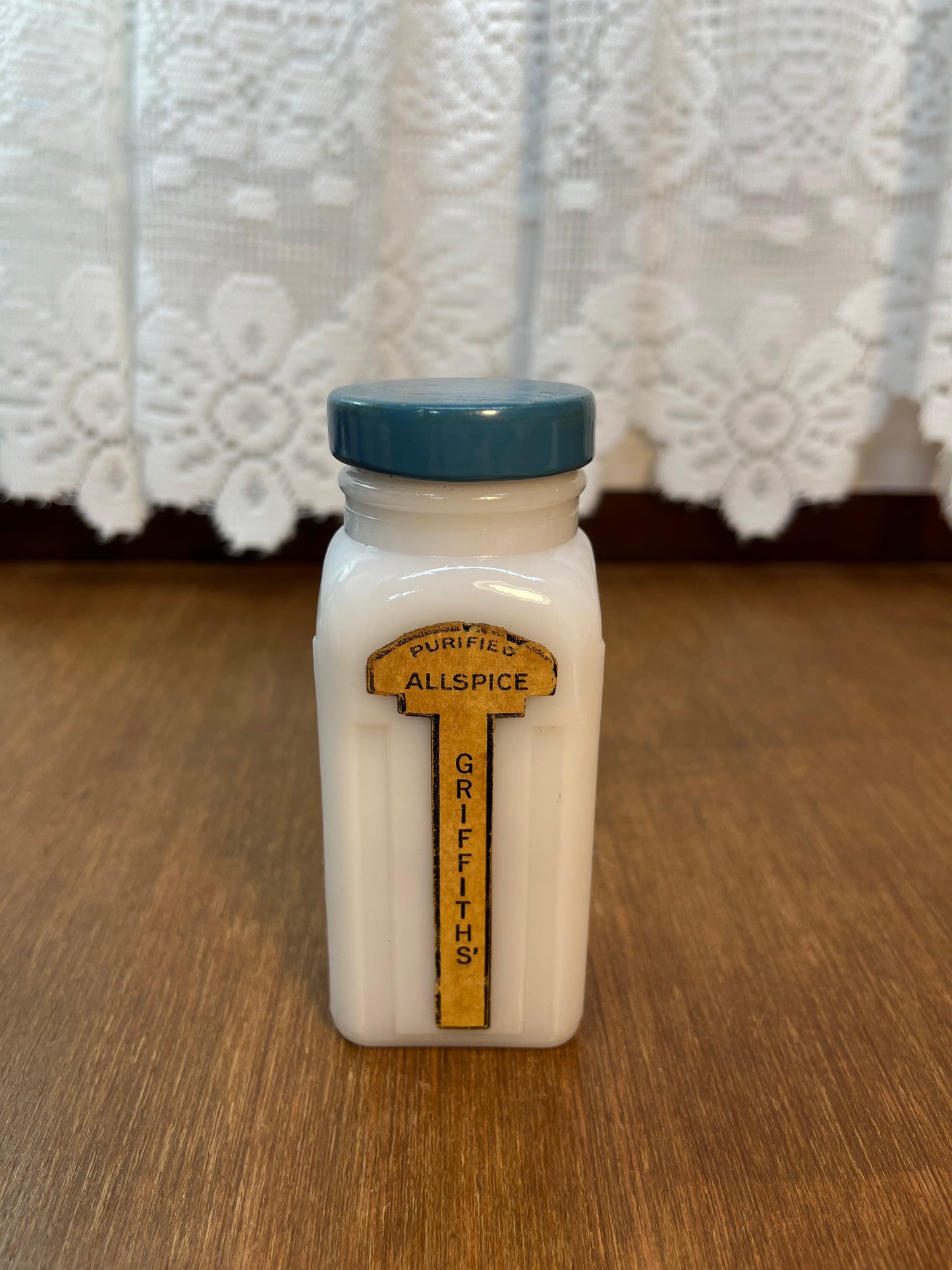 Vintage Milk Glass Purified Griffiths Spice Jars