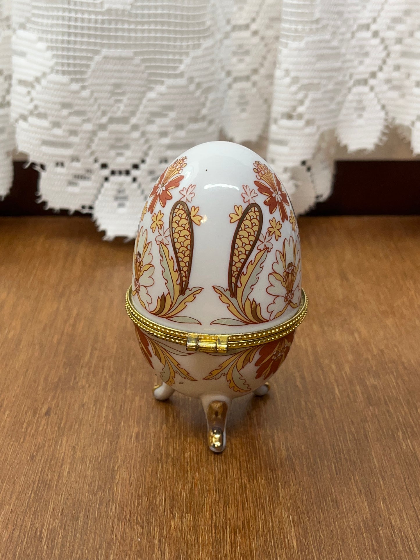 Vintage Porcelain Floral Egg