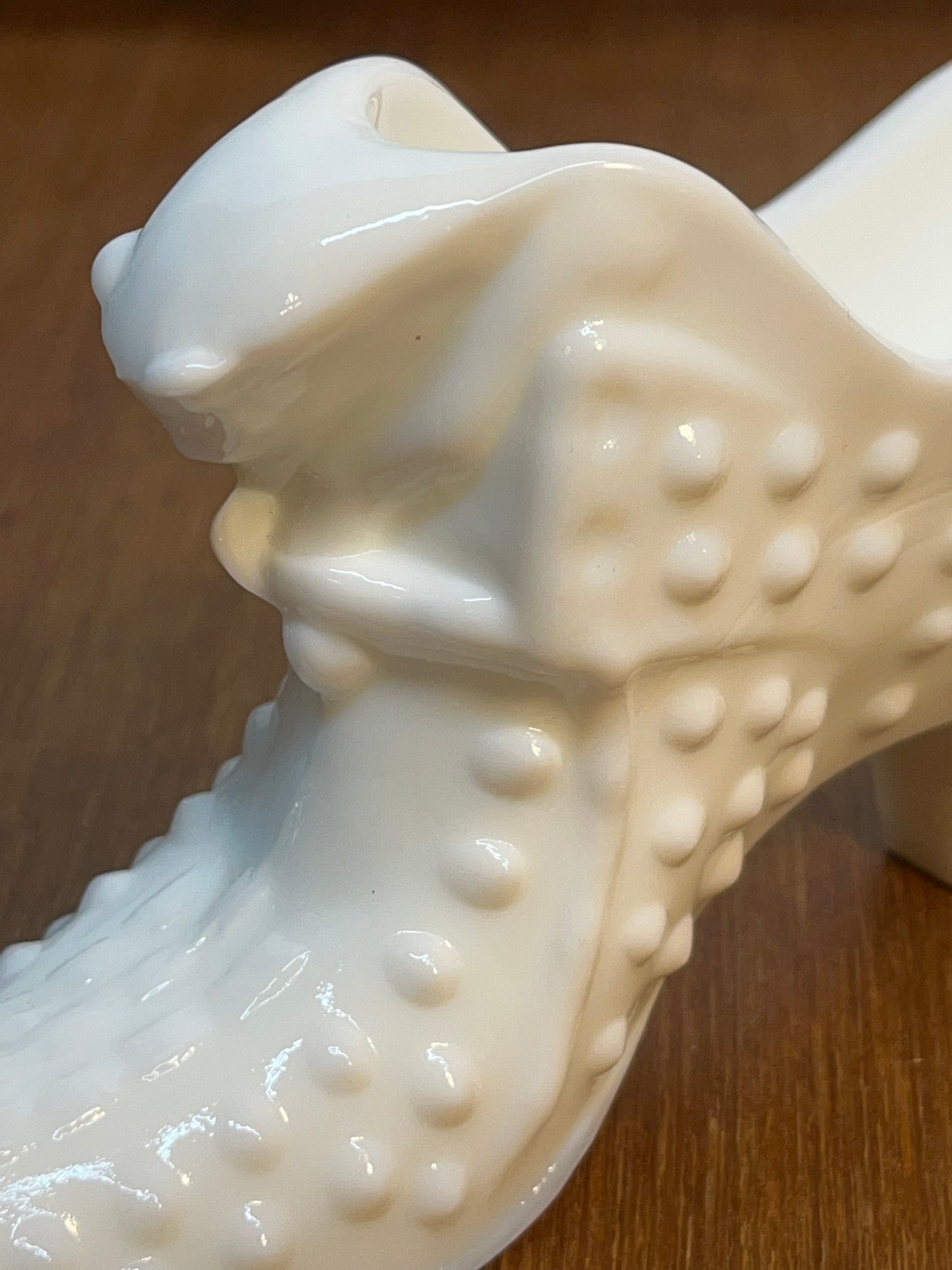 Vintage Milk Glass Hobnail Fenton Art Glass Shoe