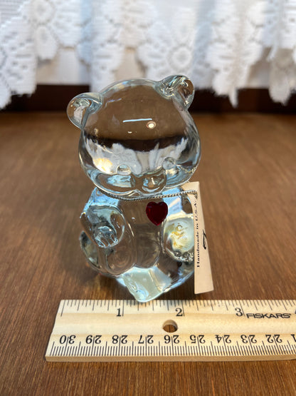 Art Glass Fenton July Birthstone Bear With Tag & Sticker