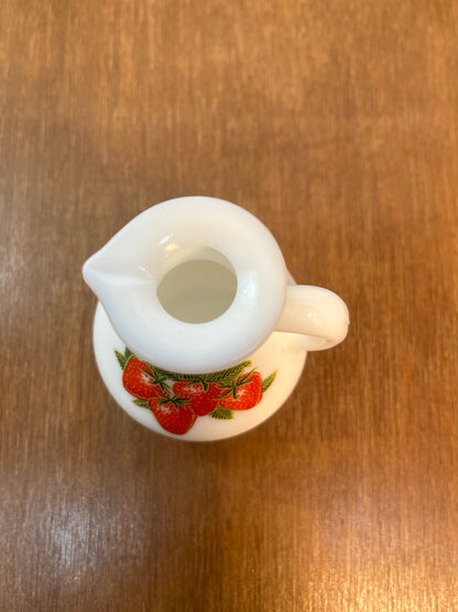 Vintage Small Milk Glass Strawberry Avon Pitcher