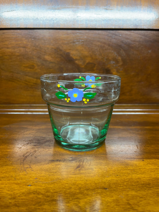 Green Painted Glass Flower Pot