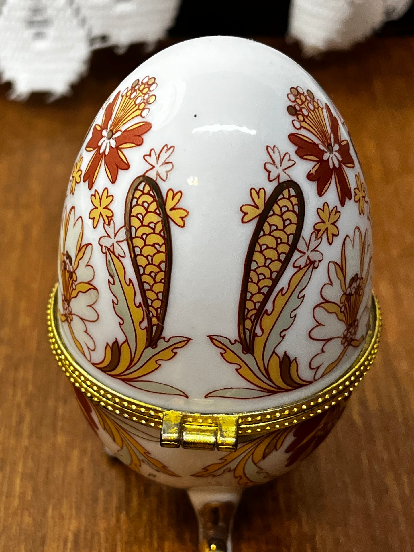 Vintage Porcelain Floral Egg